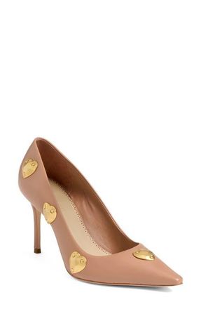 Cinq &agrave; Sept Luna Embellished Hearts Pump in Light Russet/Gold at Nordstrom, Size 10.5Us