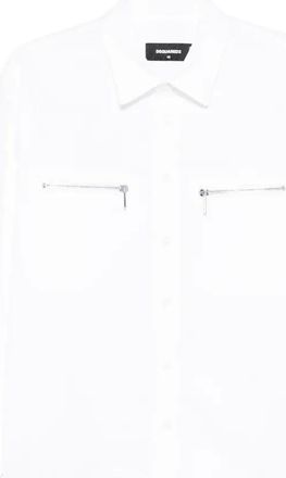 Dsquared2 zip-pocket shirt - men - Cotton/Elastane - 46 - White