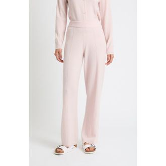 Chinti and Parker Wool Cashmere Wide Leg Track Pants in Pink Melange at Nordstrom, Size X-Large