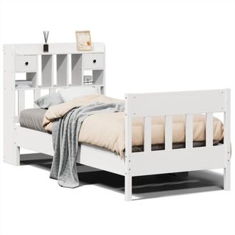 Berkfield Home Bed Frame Frame White 75x190 cm Small Single Solid Wood Pine