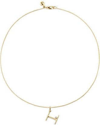 Monica Vinader Diamond Initial Pendant Necklace in 18K Gold Vermeil H at Nordstrom
