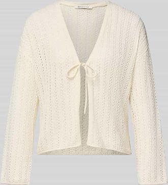 Tom Tailor Denim Regular Fit Strickjacke mit Lochstrickmuster in Offwhite, Gr&ouml;&szlig;e XS