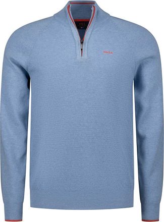N-Z-A- NEW ZEALAND AUCKLAND Trui New Zealand lichtblauw half zip gemeleerd normale fit