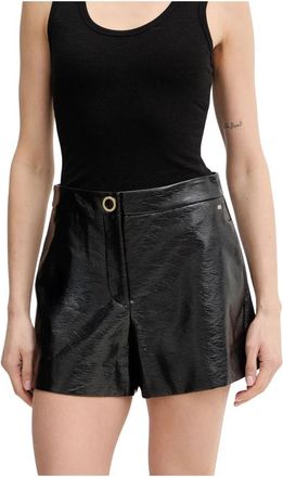 A|X Armani Exchange Imitatielederen shorts - Dames - Bermuda - Zwart - M - Leer - Korte Broeken