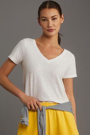 Pilcro The Bennie Cotton-Slub V-Neck Short-Sleeve Tee by Pilcro