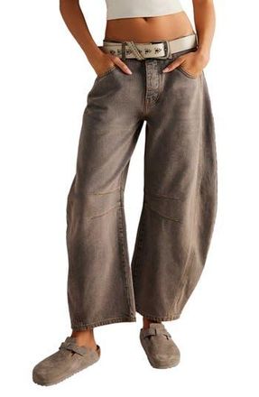 Free People Good Luck Mid Rise Barrel Leg Jeans in Archive Grey at Nordstrom Rack, Size 33
