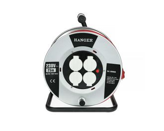 Hanger Enrollador El&eacute;ctrico De Acero 25 M Cable 4 Tomas