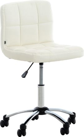 Clp Taburete de trabajo regulable y giratorio en Simil cuero Blanco