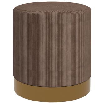 HOMCOM Modern Round Footstool - Fabric Upholstered Foot Rest - Light Brown - Charcoal grey | TJ Hughes