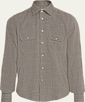 Kiton Mens Cashmere and Wool Check Overshirt