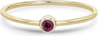 Zo&euml; Chicco 14K Gold Bezel Birthstone Stacking Ring in Yellow Gold/Garnet at Nordstrom, Size 6