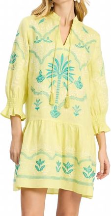 Tyler B&ouml;e Nikki Linen Embroidered Dress In Sunny Lime