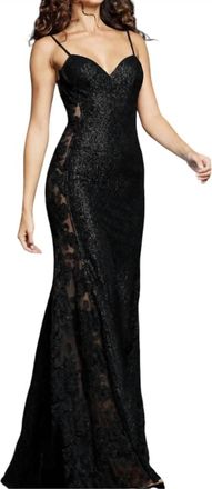 Jovani Mermaid Lace Sequin Gown In Black