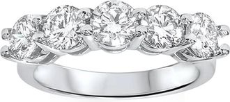Pompeii3 2 Carat 5-Stone Round Lab Grown Diamond Ring 14K White Gold Size Selectable