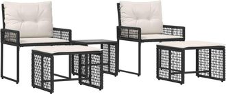 vidaXL Juego De Muebles De Exterior 5 Uds. Negro Y Vidaxl