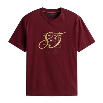 Tommy Hilfiger T-Shirts, male, Red, Size: 2XL Diwali Interlock HBS