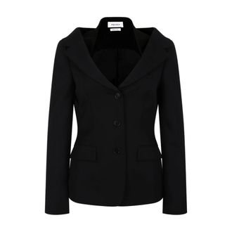 Alexander McQueen Jassen, Dames, Zwart, S, Leer, Tailored Blazer