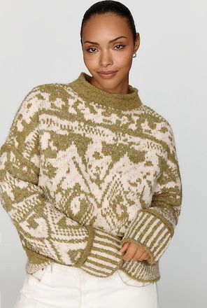 Pilcro Relaxed Intarsia Jacquard Sweater