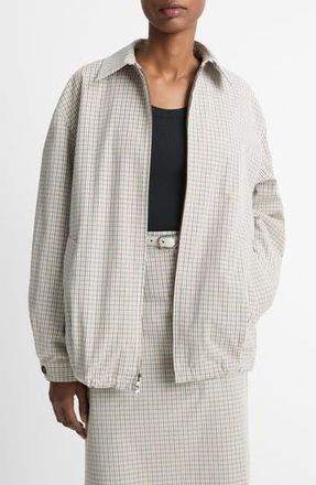 Vince Gardeners Check Oversize Bomber Jacket in Stone/tan at Nordstrom Rack, Size Medium