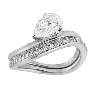 LuvMyJewelry Selena Silk Wave 1.4 Ct Pear Lab Grown Diamond Engagement Ring