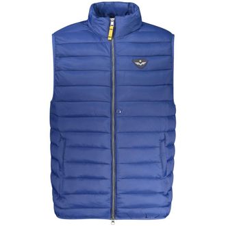 Armata Di Mare Mens Leather Biker Jacket With Zipper Detailing - Medium Blue Nylon - Size Small