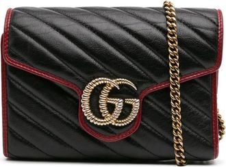 Gucci Borsa a tracolla GG Marmont in pelle matelass&eacute; Torchon con catena 2016-2024 - Nero