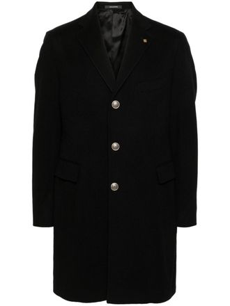 Tagliatore brooch-detail coat - Black