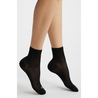 Hue Sheer Rib Crew Socks in Black at Nordstrom