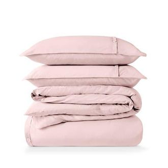 Bare Home 100% Organic Cotton Percale Duvet Cover and Sham Set in Dusty Pink at Nordstrom, Size Queen