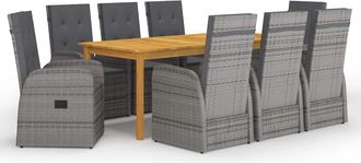 vidaXL Juego De Comedor Para Jard&iacute;n 9 Piezas Gris Vidaxl