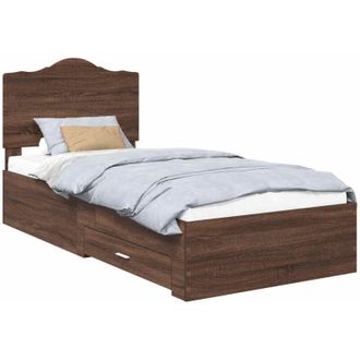 vidaXL Estructura De Cama Con Cabecera Roble Marr&oacute;n 70 X 190 Cm Vidaxl