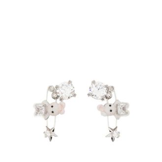Yvmin Woven Mini Rabbit Safety-pin Earrings
