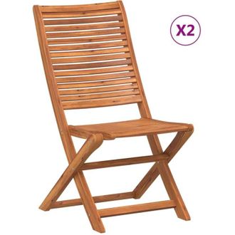 vidaXL Vidaxl - Folding Garden Chairs 2 pcs Solid Wood Acacia