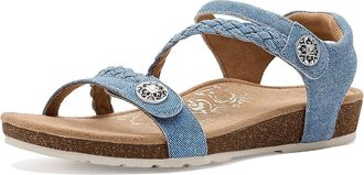 Aetrex Jillian Braided Quarter Strap Sandals Womens Sandals Denim : 6.5 M (B), Leather