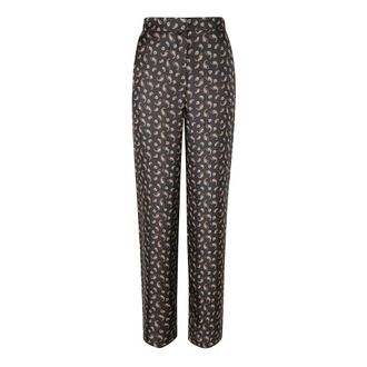 Max Mara Broeken, Dames, Veelkleurig, M, Gedrukte Zijden Twill Broek