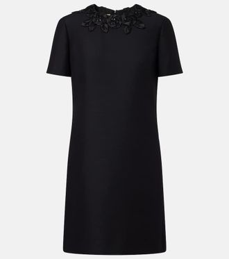 Valentino Vestido corto de lana y seda adornado