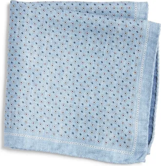 Jack Victor Muriel Reversible Silk Pocket Square in Blue at Nordstrom