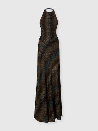 Missoni Snake-pattern Viscose Lam&eacute; Gown With Halter Neck in Green& Brown at Nordstrom, Size 42 It