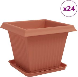 vidaXL Macetas 24 Uds. Rojo Ladrillo Pl&aacute;stico Vidaxl