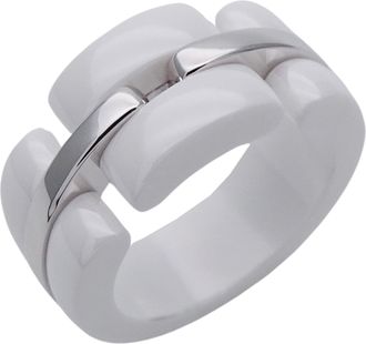Chanel White Ceramic Band Ring (Pre-Owned)