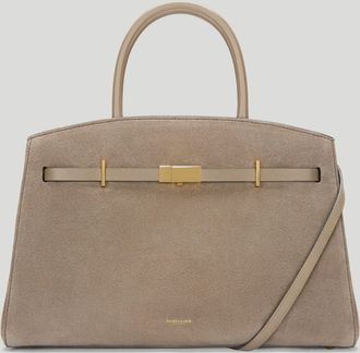 DeMellier The Midi Hudson in Light Taupe Suede Leather Crossbody bag