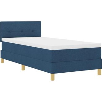 vidaXL Box Spring Bed with Mattress Blue 100 x 200 cm Fabric vidaXL