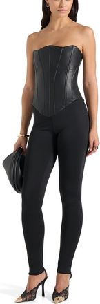 Mani&egrave;re De Voir Scarlett Leather Lace Up Corset in Black at Nordstrom, Size X-Small