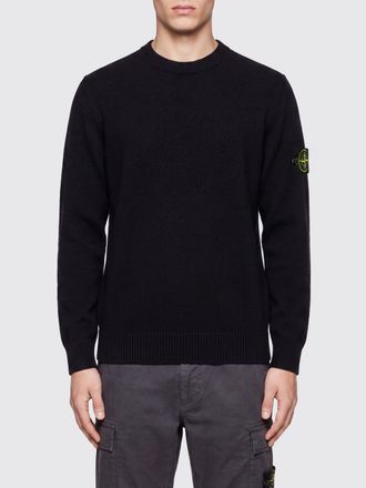 Stone Island Maglia girocollo in lana vergine con patch logo Compass