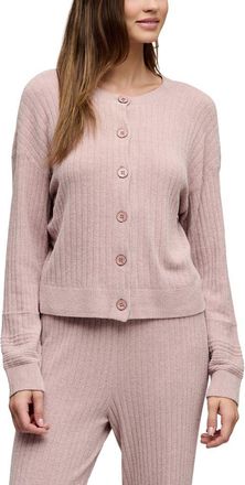 Barefoot Dreams CozyChic Ultra Lite Textured Ribbed Cardigan in Teaberry at Nordstrom, Size X-Large