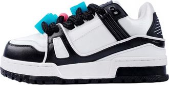 Generic Couple Thick Soled Bread Shoes Versatile Outdoor Leisure Sports Comfortable Breathable Sneakers (Black,4.5)