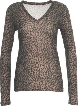 Majestic Filatures V-Neck Long-Sleeved Top With Animal Print Design