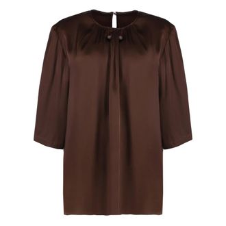 Fabiana Filippi Overhemden, Dames, Bruin, M, Stijlvolle Viscose Blend Blouse