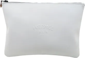 Herm&egrave;s Gray Polyamide Cotton Pouch (Pre-Owned)