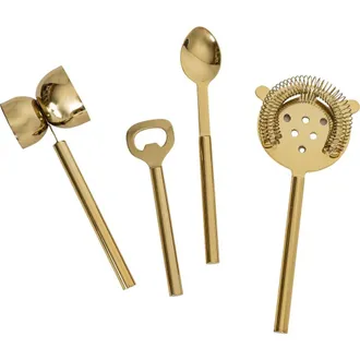 Foreside Home And Garden Set of 4 Bar Tools Brass Finish Metal in Gold at Nordstrom